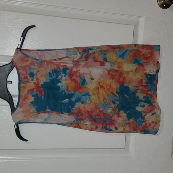 Ambiance Womens Plus Tye Dye Light Blue Pink Red Orange Yellow 95% Cotton SZ 1X - Picture 2 of 7